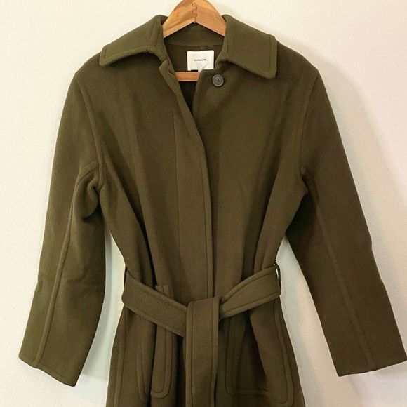 Vince Patch Pocket Wool-Blend Coat Pine Olive Size large - Picture 4 of 15
